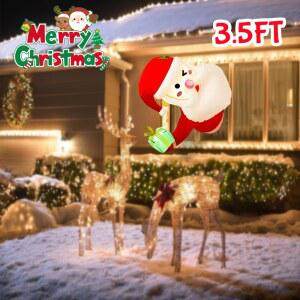 3피트 크리스마스 풍선 휴일 LED 창문 내장형 지붕 실외 장식용 실내 산타클로스 발코니