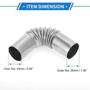 UXCELL 히터 배기 파이프 커넥터 24mm ID OD 공기 디젤 튜브 자동차 트럭 RV 버스 밴 실버 톤