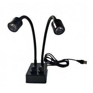 루오일리아 스포트라이트 현미경 광원, 스테레오 카메라용 USB 데스크 미니 LED 듀얼 구스넥 조명 조명기 산업용 비디오 Zoom C 마운트 렌즈 수리 납땜 PCB 연구실