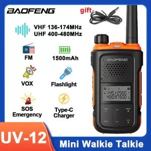 바오펑 UV-12 미니 무전기 듀얼 밴드 VHF UHF 휴대용 FM 타입-C 충전 장거리 햄 양방향 캠핑용 BF-UV12