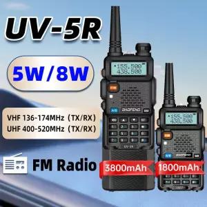 1/2개 바오펑 UV-5R 무전기 5W/8W 트라이 파워 타입-C VHF UHF 듀얼 밴드 장거리 FM 라디오 핸드헬드