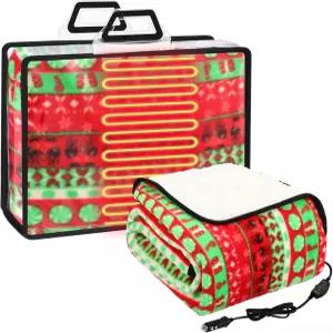 2가지 난방 레벨이 있는 자동차용 리아크럼 12V 담요 겨울용 전기 따뜻한 던지기 선물 트럭 SUV RV 및