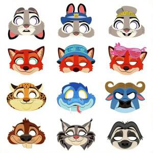 12 개/몫 Zootopia 생일 파티 마스크 장난감 어린이 의상 닉 와일드와 피규어 코스프레 선물