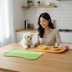 강아지 고양이 사료 식탁매트 미끄럼방지 실리콘 패드