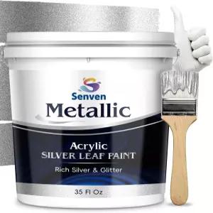 은 페인트 35온스 금속 액체 은박 목재 캔버스 가전제품 가구 점토 DIY 및 아트 공예용 고급 빠른 건조