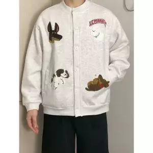 남자 회색 가을 맨투맨 티 카디건 타월 자수 강아지 취미 커플 캐릭터 야구점퍼 admr3