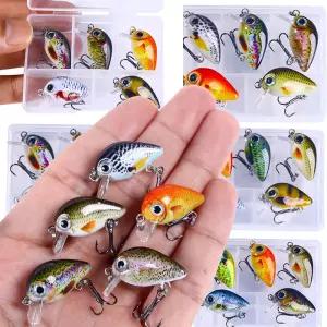 5Pcs 3cm 배스 낚시 미끼 키트 Topwater Crankbaits Wobblers Swimbaits 1.5g/2g 민물/바닷물 라이트 태클