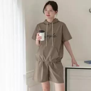[서울양말]여성 여름 후드반팔 반바지 셋업 빅사이즈 엄마옷 외출 운동복