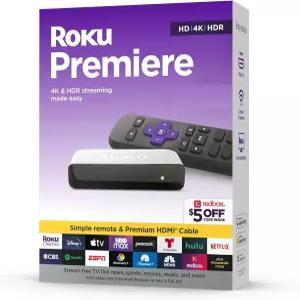Roku 3920RW-SW 프리미어 프리미엄 고속 HDMI 케이블과 간단한 리모컨으로 4K/HDR 스트리밍 미디어