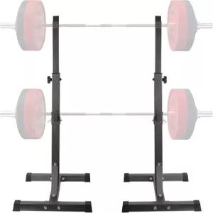 조절 가능한 스쿼트 랙 표준 550LBS 용량 40-66인치 솔리드 스틸 스탠드 바벨 프리 프레스 벤치 홈 짐