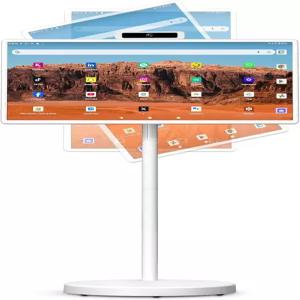 32인치 휴대용 스마트 TV 1080P 터치스크린 안드로이드 15 8G+128GB 저장 공간 바퀴 달린 이동식 모니터