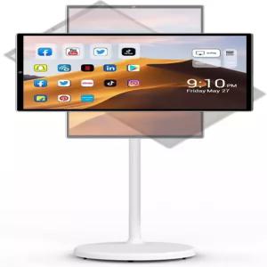 YDSCart 22인치 1080p 휴대용 TV 내장 카메라 터치스크린 모니터 롤러블 태블릿 휠 배터리 6-8H 무선