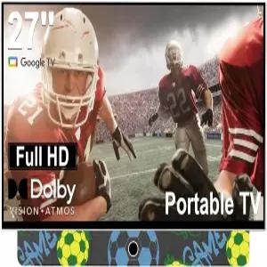 27인치 휴대용 스마트 TV 안드로이드 14 OS 내장 배터리 구동 FHD HDR 디스플레이 60Hz 주사율 돌비 오디오