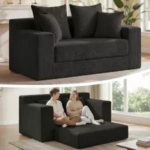 3-in-1 컨버터블 소파 침대 침실 작은 공간 손님 및 거실을 위한 베개 4개와 분리 가능한 쿠션이 있는 뼈