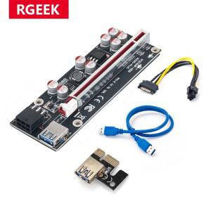 BTC 채굴용 PCI-E 라이저 009S PLUS 프로페셔널 익스프레스 확장기 E USB GPU 6 핀 카드 SATA 15 핀 1X 4x