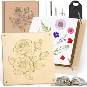 보관 가방 포함 GTQYYF 대형 플라워 프레스 키트 10.8 x 인치 솔리드 우드 - DIY 예술 및 공예 10 레이어