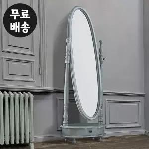 [벤티스가구]비엔 마호가니 원목 전신거울 엔틱 스탠드 타원형 수납 인테리어 거울 우드 가구