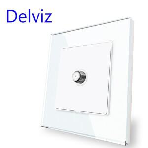 Delviz 영국 표준 벽 위성 소켓, 86mm86mm 흰색 새 스타일 크리스탈 유리 패널, 저전류 콘센트 SATV 플러그