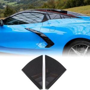 콜벳 C8 리어 윈도우 삼각형 루버 커버, - 콜벳 C8 컨버터블과 호환되는 외장 루버 B 필러 트림, ABS 리어 윈도우 셔터 트림 커버 탄소 섬유 패턴
