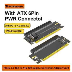 PCI-E 5.0 16X를 X16로 변환하는 180도 어댑터 GPU 카드용 ATX 6핀 PWR 커넥터 4.0 및 3.0 컨버터와 호환