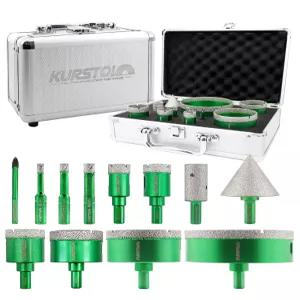 타일 홀 톱 키트 13개 - KURSTOL 다이아몬드 코어 드릴 비트 6/8/10/20/25/35/50/68/100MM+4/5 핑거 챔퍼