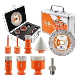 BGTEC 다이아몬드 홀 톱 키트 - 9PCS 6/6/20/25/35/50mm 드릴 비트 모따기 어댑터 도자기 타일 세라믹