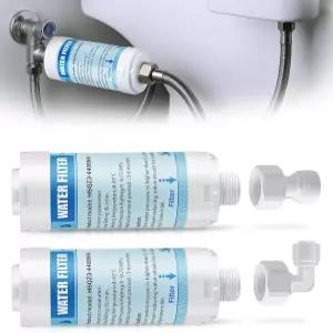 전기 비데 변기 시트용 정수 필터 및 어댑터 2팩 미네랄 침전물 감소 경수 연화 스마트 필수 보호 1/2인치