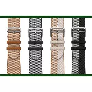 새롭게 출시된 애플 워치 에르메스 46mm Toile H 싱글 투어 또는 더블 쥬 밴드 선택