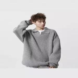 호크아이 블랙 니트 가을 남사친 데일리룩 칼라넥 넥 스웨터 숄 칼라 소프트 쫀쫀상의 KUK3