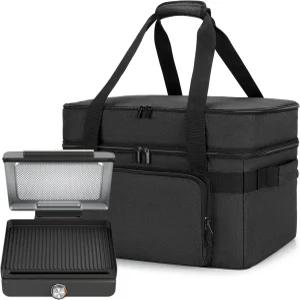 바닥 패드가 있는 LUXJA 실내 그릴 휴대용 가방 닌자 지즐 GR101 무연 호환 플레이트 섹션이 더블 레이어