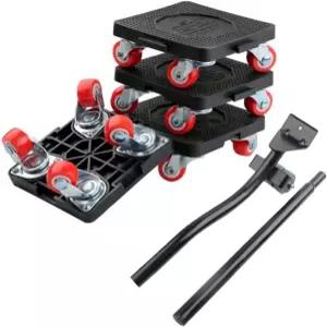 4개의 슬라이더와 크로우바가 장착된 헤비 듀티 가구 터 도구 세트 360 회전 휠 660파운드 용량의 무버