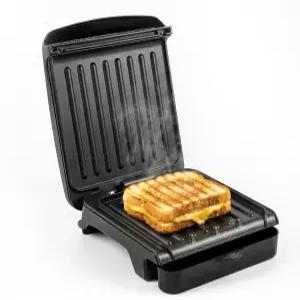 OVENTE 2인분 전기 실내 그릴 파니니 프레스 간편한 청소 논스틱 플레이트 코팅 180도 8.15인치 x 7.4인치