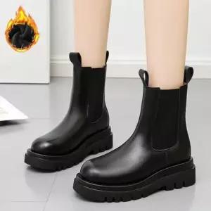 여자겨울신발 첼시 부츠 앵클 와플 통굽 신발 방한 겨울 기모 블랙 패딩부츠 화 여성 털부츠 운동화
