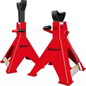 VONLX 자동차 잭 스탠드 3톤 조절 가능한 오토 플로어 이중 잠금 기능과 대형 풋 베이스로 SUV를 들어 올릴