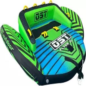 보트 3인용 견인 튜브 등받이 및 에바 폼 패드가 있는 듀얼 포인트 대용량 풀 나일론 커버 퀵 커넥터 배수