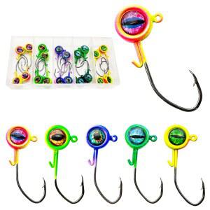 크레이피 지그 키트, 3D 아이즈 헤드가 있는 낚시 후크 20개, 베이스 월아이 팬피쉬 1/16온스 1/8온스