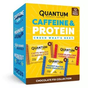 퀀텀 에너지 스퀘어 - 땅콩버터 다크 초콜릿 칩 쿠키 도우 카페 모카 아몬드 버라이어티 12팩 각각 4바