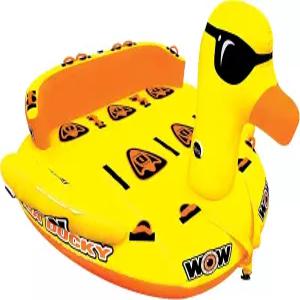 WOW 스포츠 메가 덕키 견인식 데크 튜브 - 1-5인용 850파운드 용량 오리 디자인 보트 타기 청소년 및