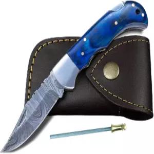 모프 스틸웨어 다마스쿠스 포켓 나이프 핸드메이드 접이식 야외 캠핑 하이킹용 소형