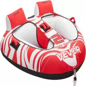보트용 VEVOR 견인 가능한 튜브 2인용 풍선 및 당길 수 있는 340파운드 용량의 수상 스포츠 - 콕핏 2개 풀