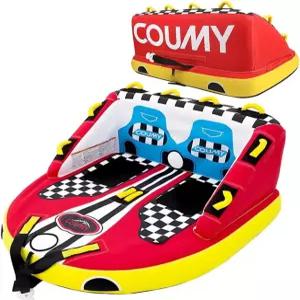 보트용 쿠미 견인 튜브 뒤로 당김 팽창식 앞뒤 포인트 여름 1-4인용 튼튼한 두꺼운 나일론 커버 포함