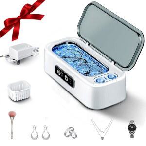 eAj SUNPOW 주얼리 클리너 머신 u2013 콘택트 렌즈 및 주얼리용 듀얼 챔버, 실버 및 골드용 45kHz 소닉 클리너, 반지, 귀걸이, 안경, 시계, 목걸이 u2013 조용한 45dB, 딥 클리닝