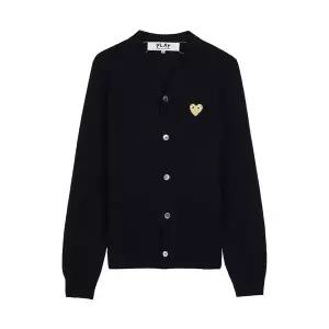 (꼼데가르송) FW25 공용 골드하트 와펜 가디건 AX N050 051 BLACK