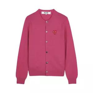 (꼼데가르송) FW25 공용 더블하트 와펜 가디건 AX N075 051 PINK