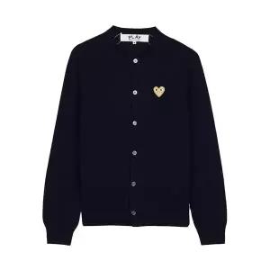 (꼼데가르송) FW25 공용 골드하트 와펜 가디건 AX N049 051 NAVY