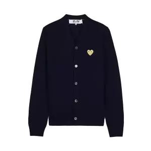 (꼼데가르송) FW25 공용 골드하트 와펜 가디건 AX N050 051 NAVY