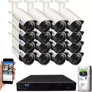 GW Security 16 채널 4K NVR 슈퍼 HD 1920P IP PoE 카메라 시스템 16개의 실외 방수 2.8-12mm VariFocal
