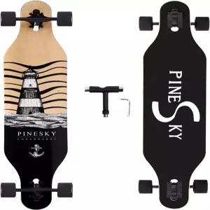 PINESKY 41인치 롱보드 스케이트보드 8 플라이 내추럴 메이플 컴플리트 크루저 크루즈 조각 프리스타일