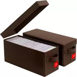 태피티넬 CD 보관함 2팩 뚜껑이 있는 갈색 디스크 정리함 박스당 표준 주얼 케이스 35장의 미디어 DVD 및