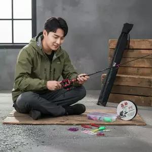 입문용 베이트릴 루어 낚시대 세트 오색합사라인 1.6m 구성